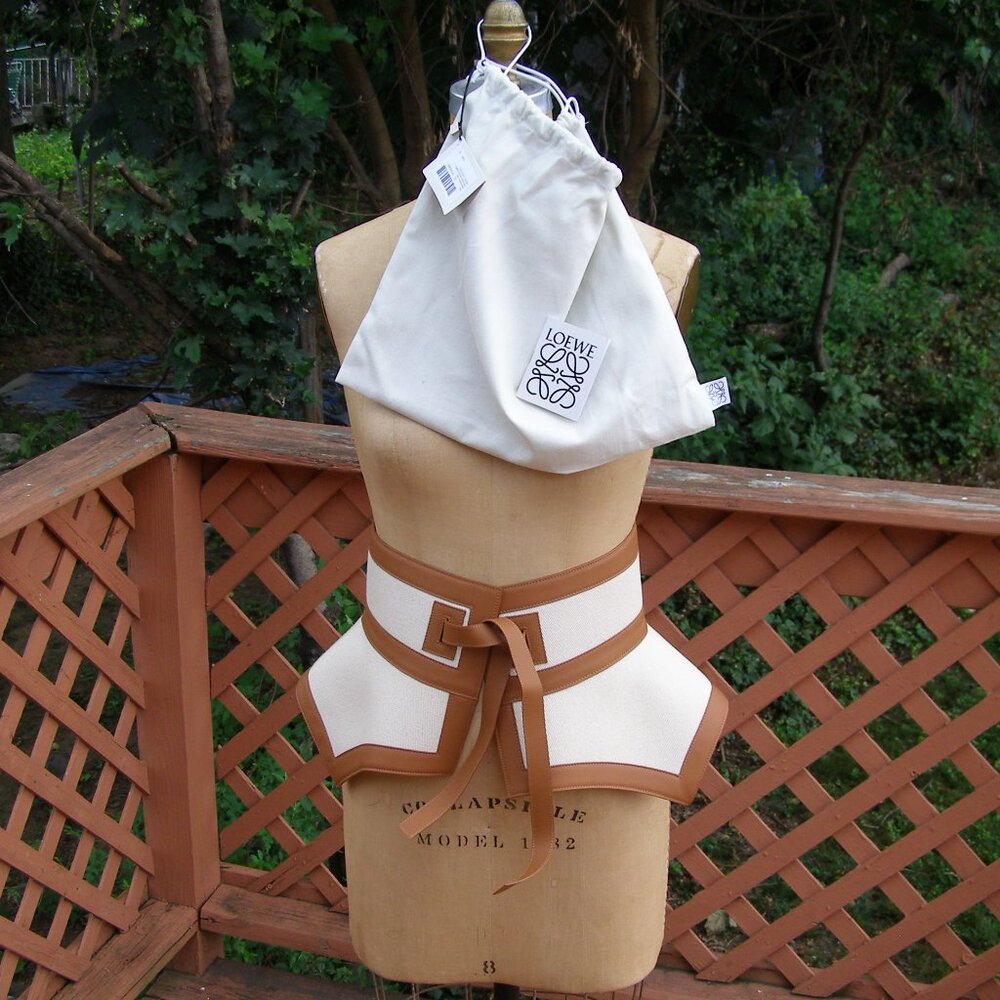 RARE NWT LOEWE Tan Canvas & Leather Obi Belt - Picture 6 of 15